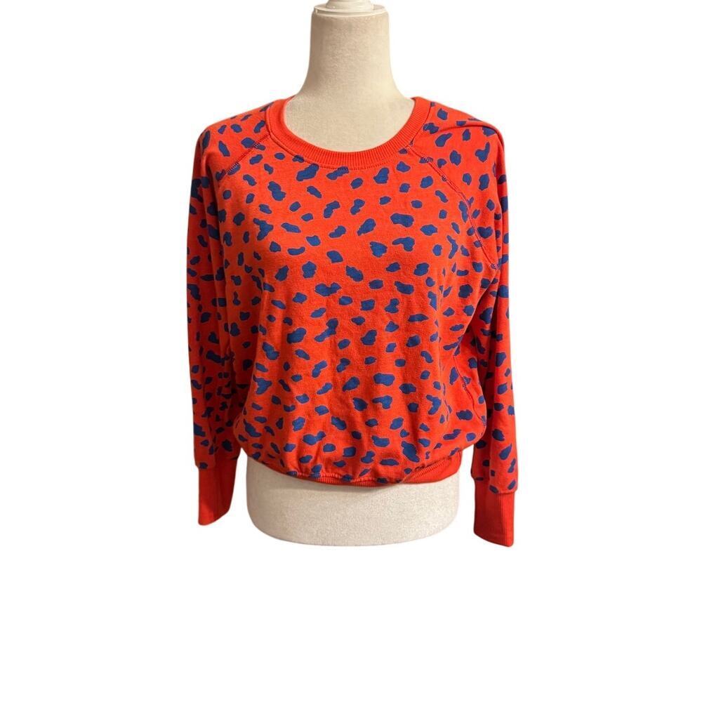 Sundry Abstract Dots Fitted Raglan Sweatshirt lighthouse red-blue dots-Size 1(S)